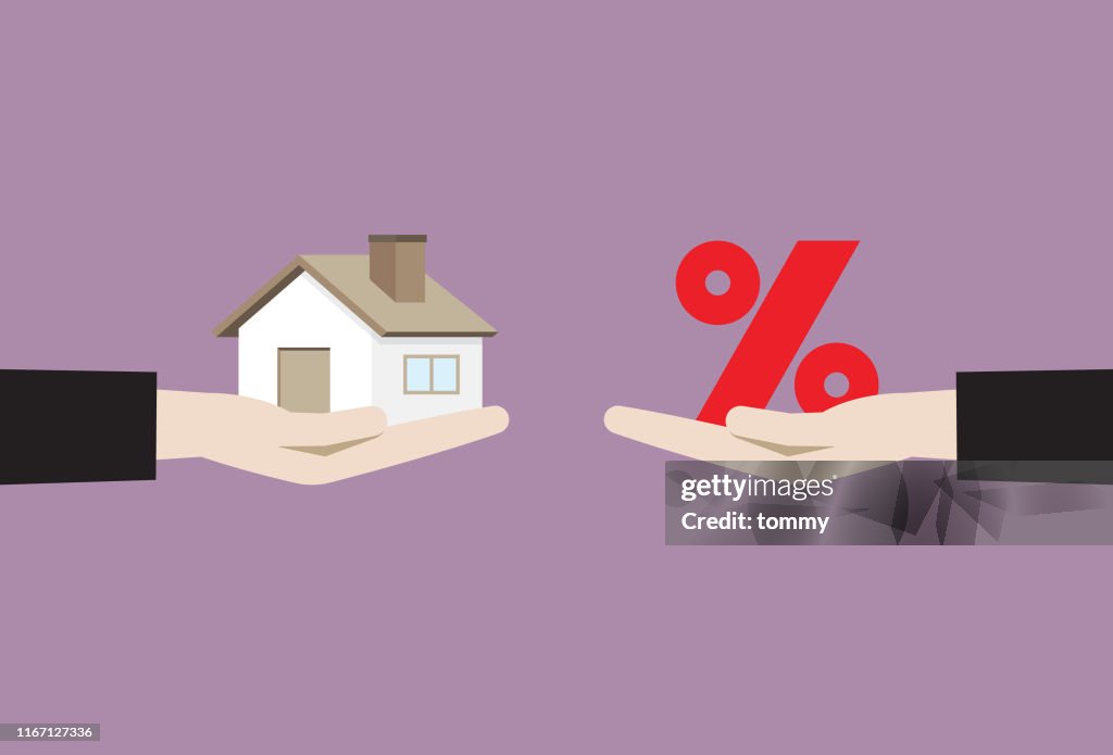 Holdingman uomo d'affari e segno percentuale