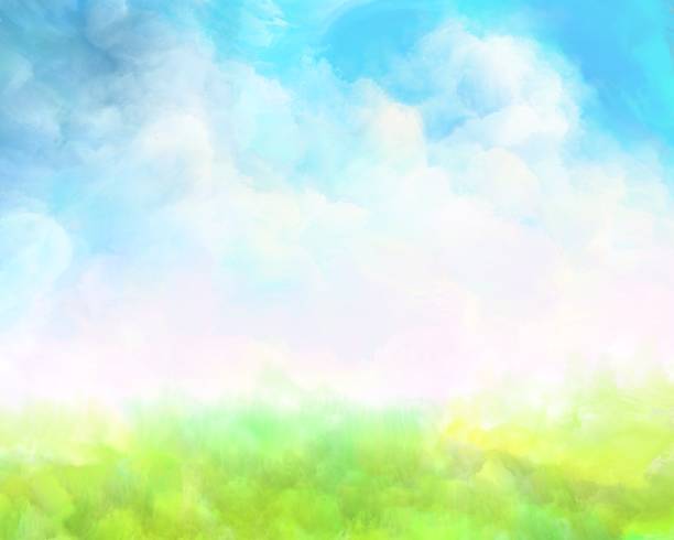 summer meadow, watercolor painting - spring background stock illustrations