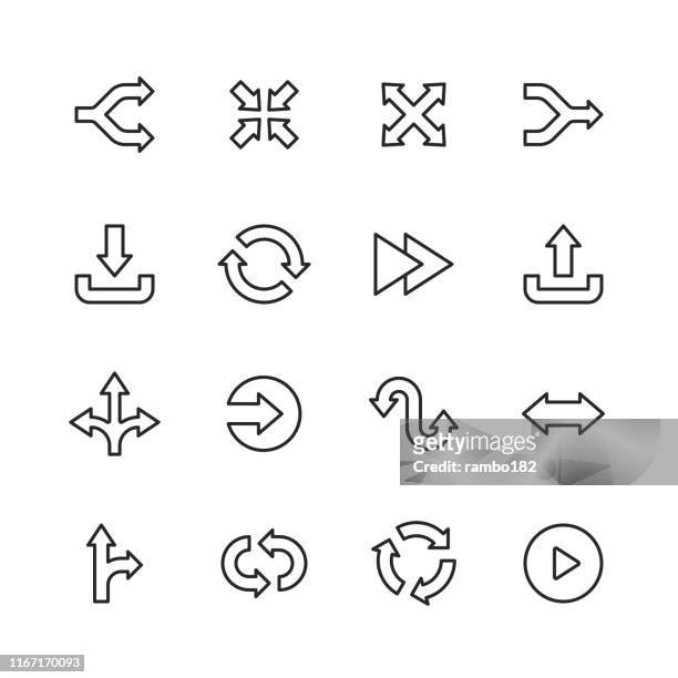 arrow line icons. editable stroke. pixel perfect. for mobile and web. contains such icons as direction, arrow. - arrow icon stock illustrations