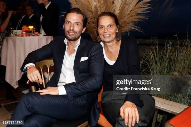 Quirin Berg and Sarah Wiener during the "Bild 100" summer party on September 9, 2019 in Berlin, Germany.