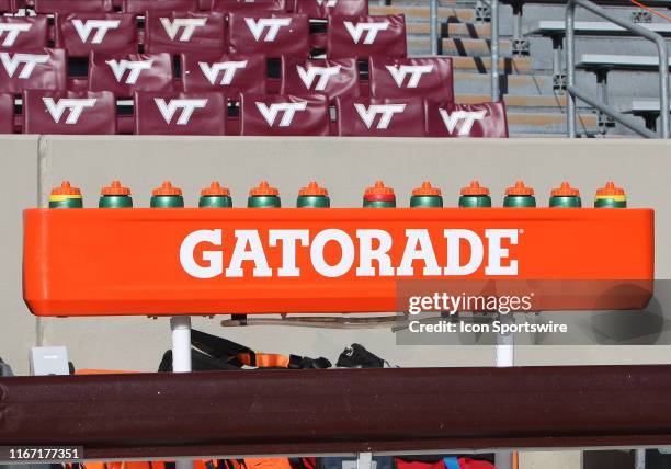 Gatorade logo prior to the game between the Virginia Tech Hokies and the Old Dominion Monarchs on September 07 at Lane Stadium on Worsham Field in...