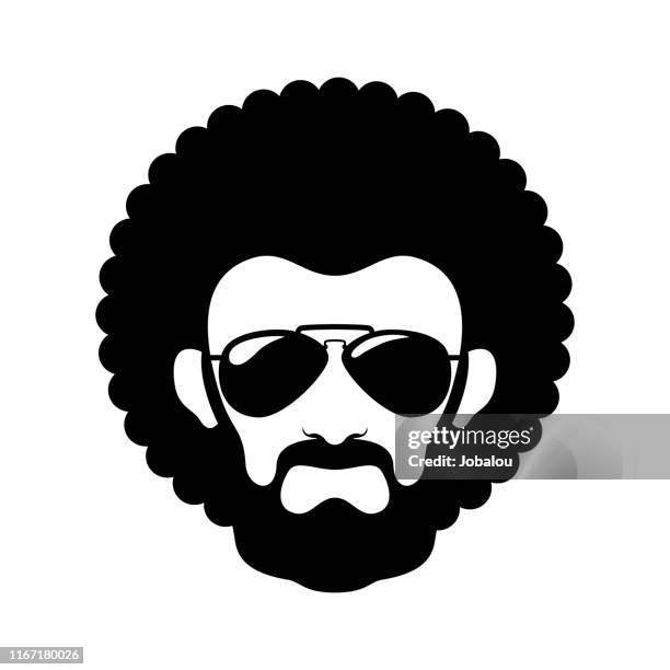 ilustraciones, imágenes clip art, dibujos animados e iconos de stock de afro haircut african man icon - afro