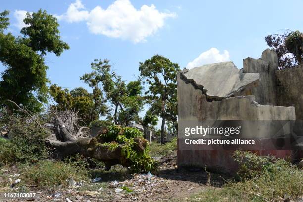 September 2019, Mozambique, Beira: Destroyed latrines of a school in Dondo, outside the city of Beira. They were destroyed by Cyclone Idai. The aid...