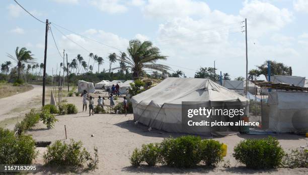 September 2019, Mozambique, Beira: People still live in this temporary tent camp near the city of Beira. Some of them were already resettled in this...