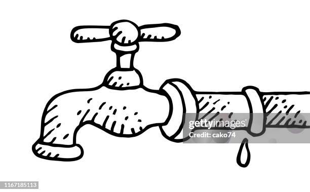 metal water pipe leaking water - kitchen straighten stock illustrations