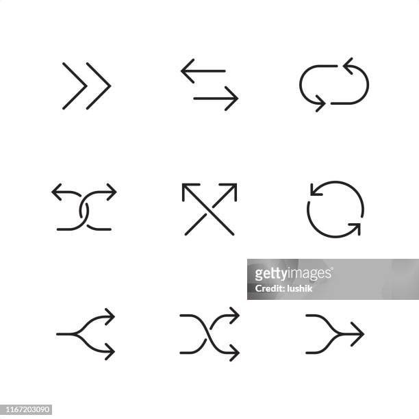 double arrows - pixel perfect outline icons - deterioration stock illustrations