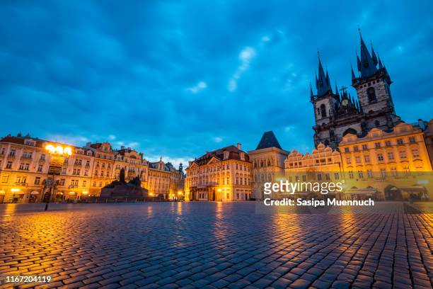 prague old town square in the early morning - traditionally czech stock pictures, royalty-free photos & images