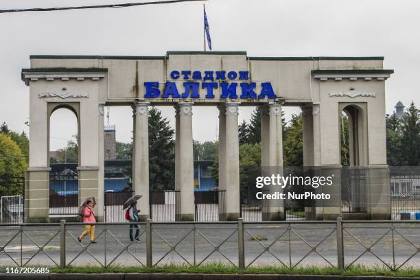 Baltika Kaliningrad football club stadium entrance is seen in Kaliningrad Russia on 8 September 2019