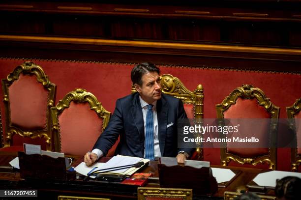 Italian Prime Minister Giuseppe Conte attends the confidence vote for the new government at the Italian Senate on September 10, 2019 in Rome, Italy.