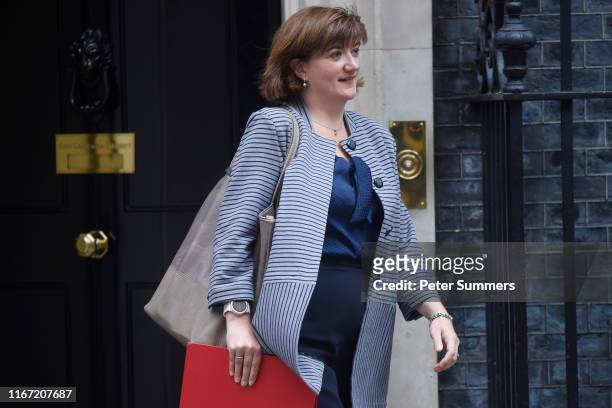 Digital, Culture, Media and Sport Secretary Nicky Morgan leaves 10 Downing Street following a cabinet meeting on September 10, 2019 in London,...