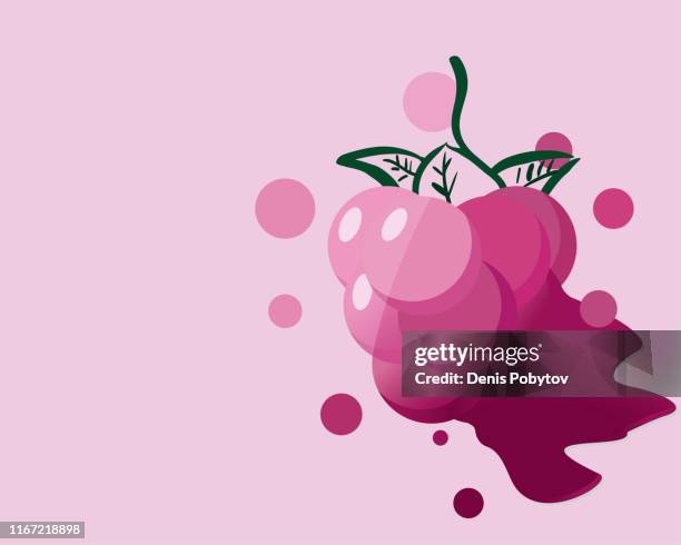 flowing painted raspberry, isolated design element. - puddle splashing stock illustrations