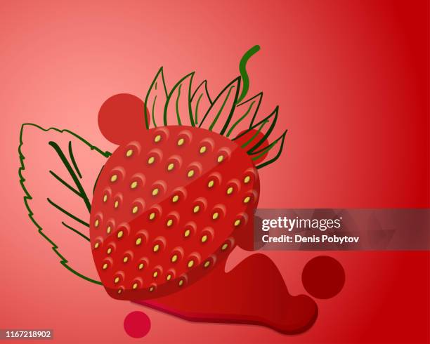 flowing painted strawberry, isolated design element. - puddle splashing stock illustrations