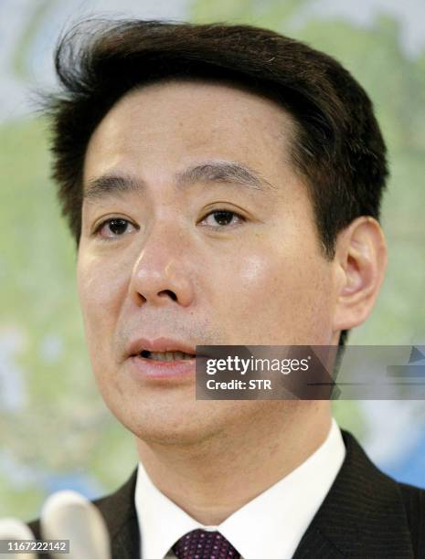 Japanese Foreign Minister Seiji Maehara announces his resignation at his office in Tokyo on March 6, 2011. Maehara -- who had been seen as a likely...