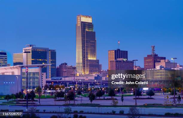 skyline, omaha, nebraska - downtown savannah stock pictures, royalty-free photos & images