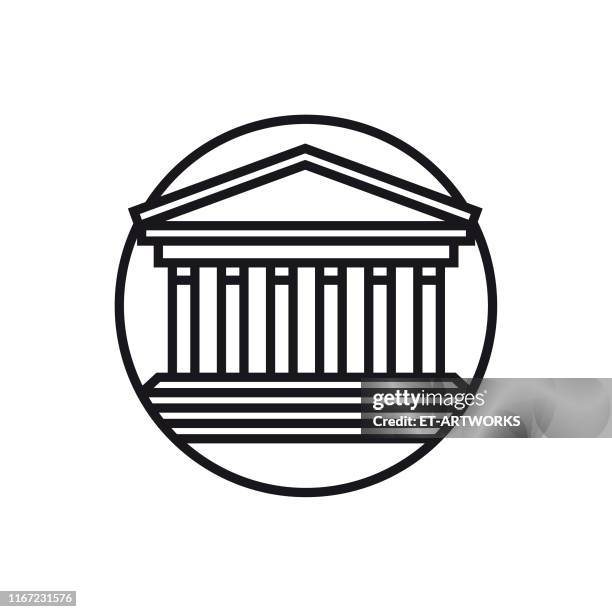 ilustraciones, imágenes clip art, dibujos animados e iconos de stock de vector parthenon - icono de esquema - patrimonio de la humanidad por la unesco