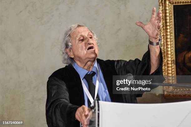 Israeli novelist Abraham B. Yehoshua speaks after receiving the honorary doctorate degree in philosophical and historical sciences from magnificent...