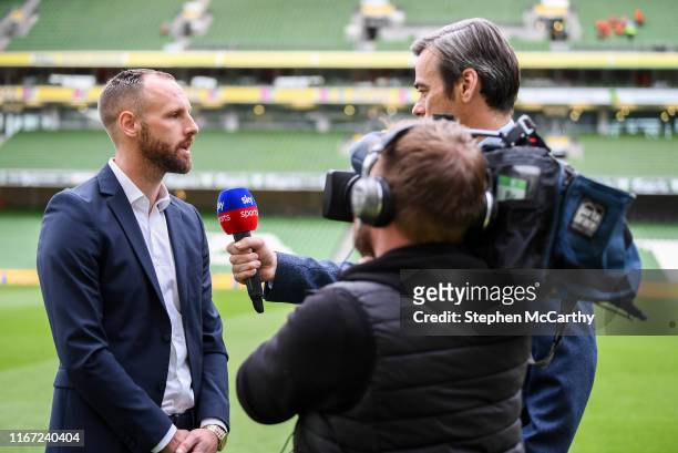 Dublin , Ireland - 10 September 2019; Former Republic of Ireland international David Meyler is interviewed for Sky Sports prior to the 3...