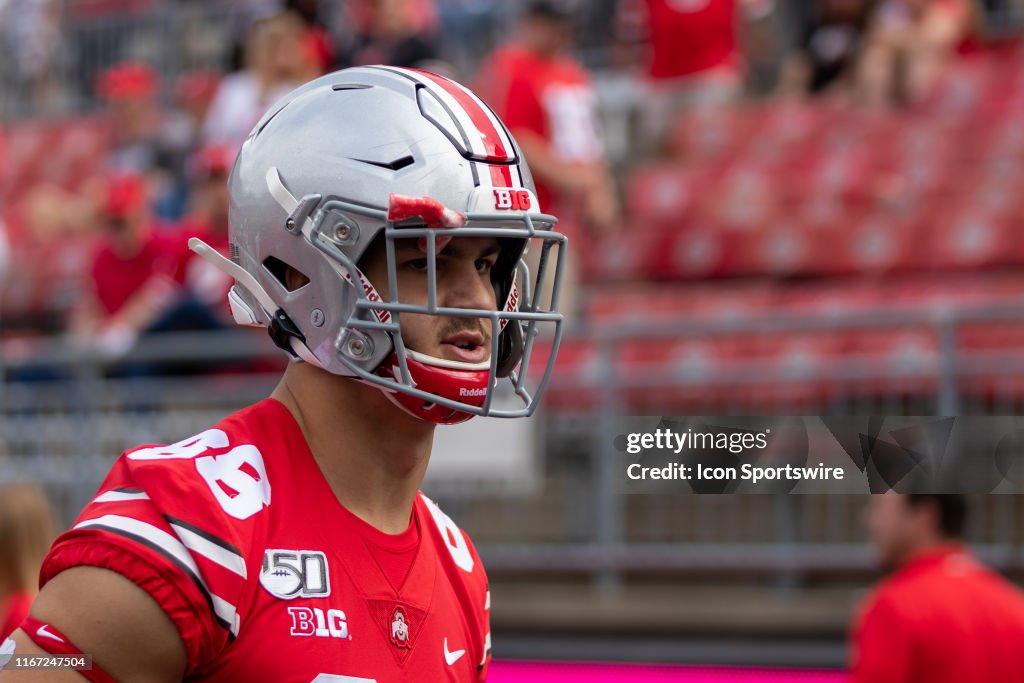 Jerry Rudzinski Ohio State Buckeyes tight end Jeremy Ruckert before a game between ...