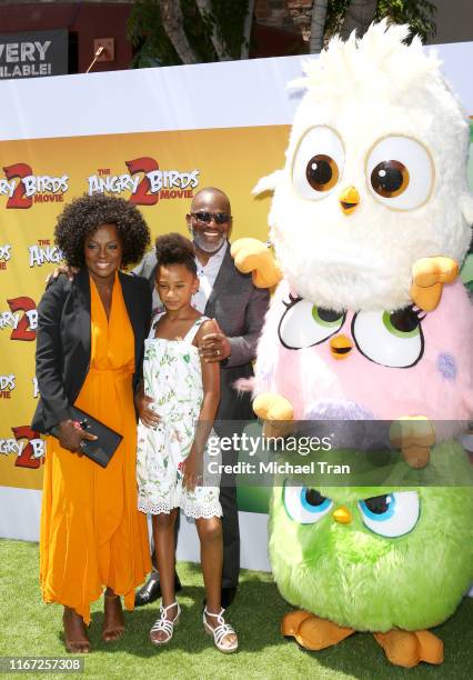 Julius Tennon, Genesis Tennon, and Viola Davis attend the Los Angeles Premiere Of Sony's "The Angry Birds Movie 2" held at Westwood Regency Theater...