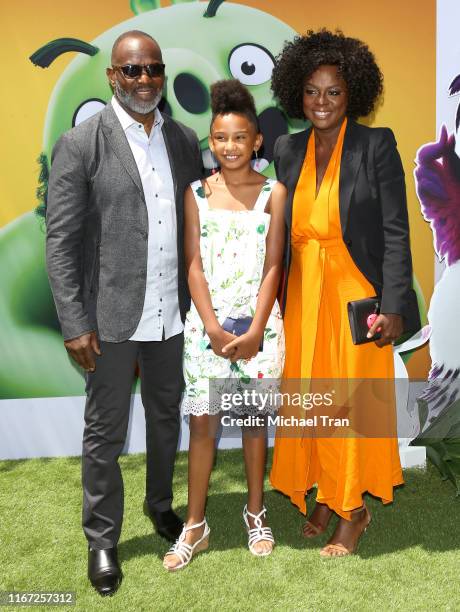 Julius Tennon, Genesis Tennon, and Viola Davis attend the Los Angeles Premiere Of Sony's "The Angry Birds Movie 2" held at Westwood Regency Theater...