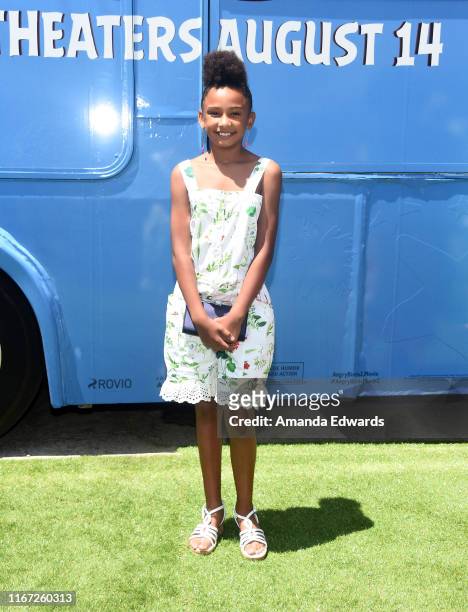 Genesis Tennon arrives at the premiere of Sony's "The Angry Birds Movie 2" on August 10, 2019 in Los Angeles, California.