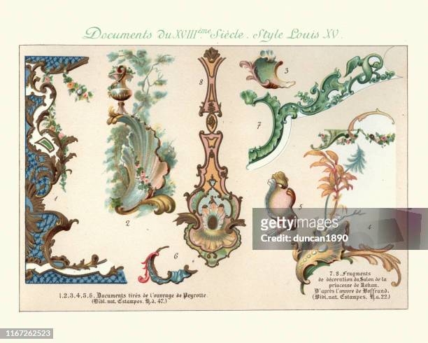 vintage decorative design elements, 18th century louis xv style - geometrical architecture stock illustrations