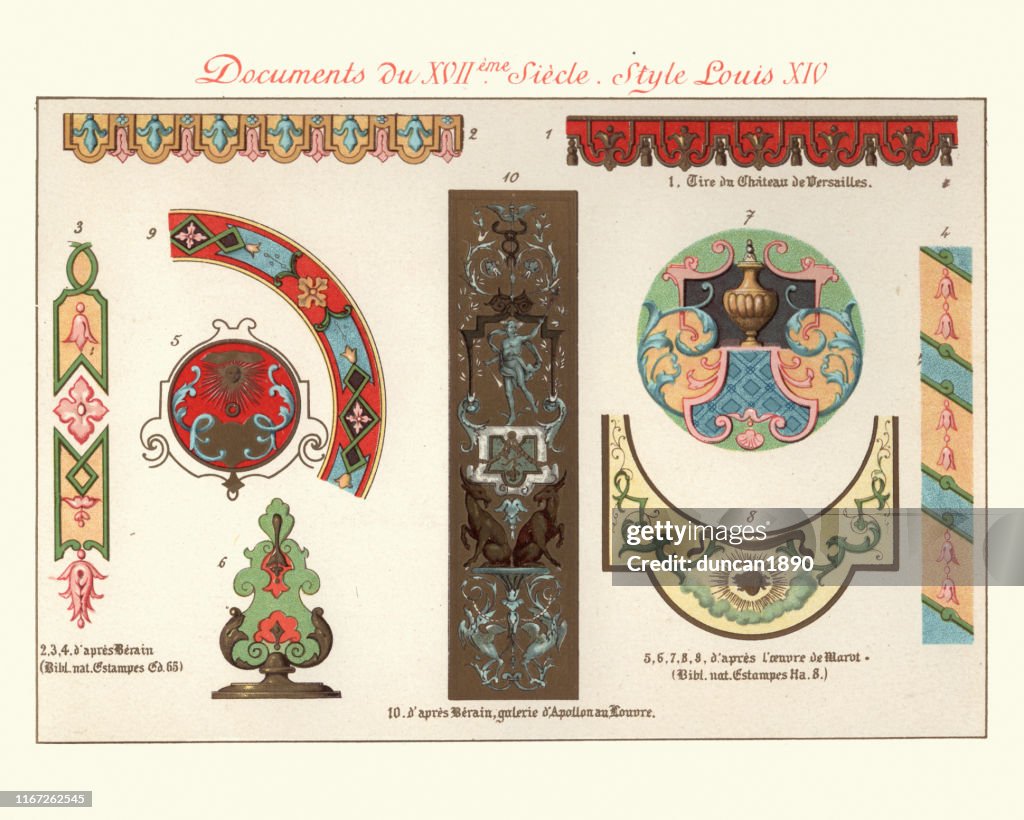 Vintage decorative design elements, 17th Century Louis XIV style