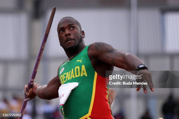 Anderson Jamal Peters of Grenada competes in Men's Javelin Throw Final on Day 15 of Lima 2019 Pan American Games at Athletics Stadium of Villa...