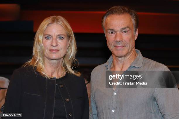 Ina Knobloch and Hannes Jaenicke during the "Markus Lanz" TV Show on September 10, 2019 in Hamburg, Germany.