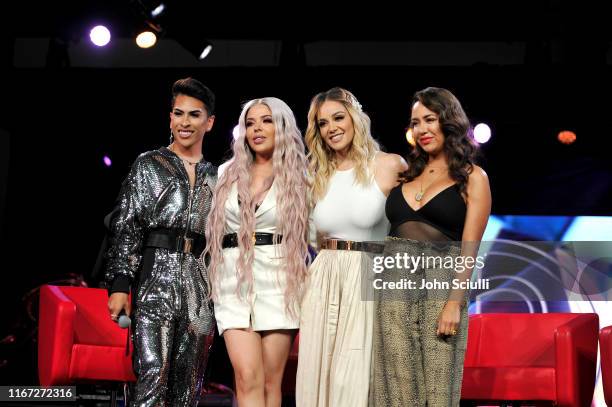 Louie Castro, Esmeralda Hernandez, Rosie Rivera and Patty Rodriguez speak onstage during Beautycon Festival Los Angeles 2019 at Los Angeles...