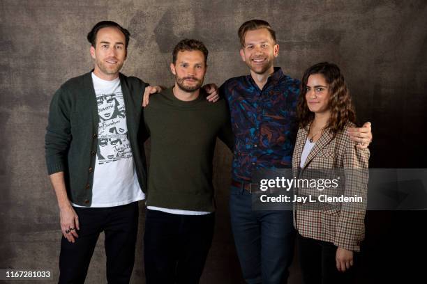 Director Justin Benson, actor Jamie Dornan, director Aaron Moorhead and actress Ally Ioannides from 'Synchronic' are photographed for Los Angeles...