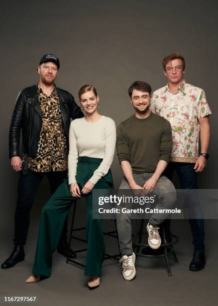 Director Jason Lei Howden, actors Samara Weaving, Daniel Radcliffe, and Rhys Darby from the film 'Guns Akimbo' pose for a portrait during the 2019...