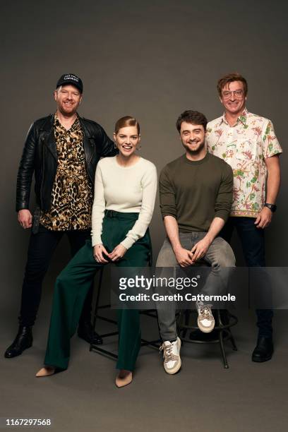 Director Jason Lei Howden, actors Samara Weaving, Daniel Radcliffe, and Rhys Darby from the film 'Guns Akimbo' pose for a portrait during the 2019...