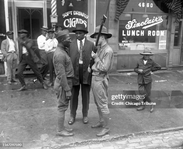 The state militia was called in to quell the violence on the south side of Chicago during the 1919 race riots.