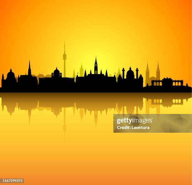 vienna skyline (all buildings are complete and moveable) - vienna city hall stock illustrations