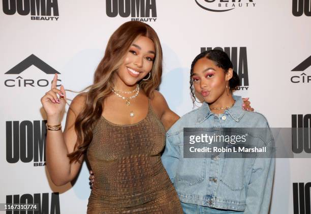 Jordyn Woods and Jodie Woods attend UOMA Beauty Summer Party on August 10, 2019 in Beverly Hills, California.