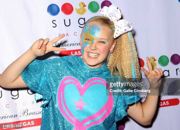 Dancer, singer and actress JoJo Siwa arrives at the Sugar Factory American Brasserie at the Fashion Show mall on August 10, 2019 in Las Vegas, Nevada.