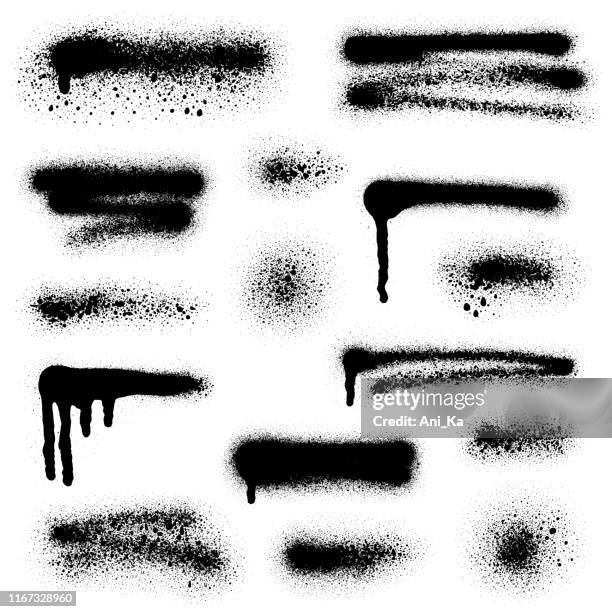 ilustraciones, imágenes clip art, dibujos animados e iconos de stock de elementos de pintura en aerosol - rociar