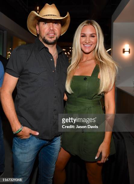 Recording Artist Jason Aldean and Brittany Aldean attend BMG's New Location Grand Opening and Ribbon Cutting at BMG on September 10, 2019 in...