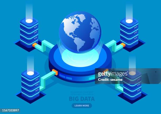 globaler big-data-netzwerkserver. - cloud storage stock-grafiken, -clipart, -cartoons und -symbole