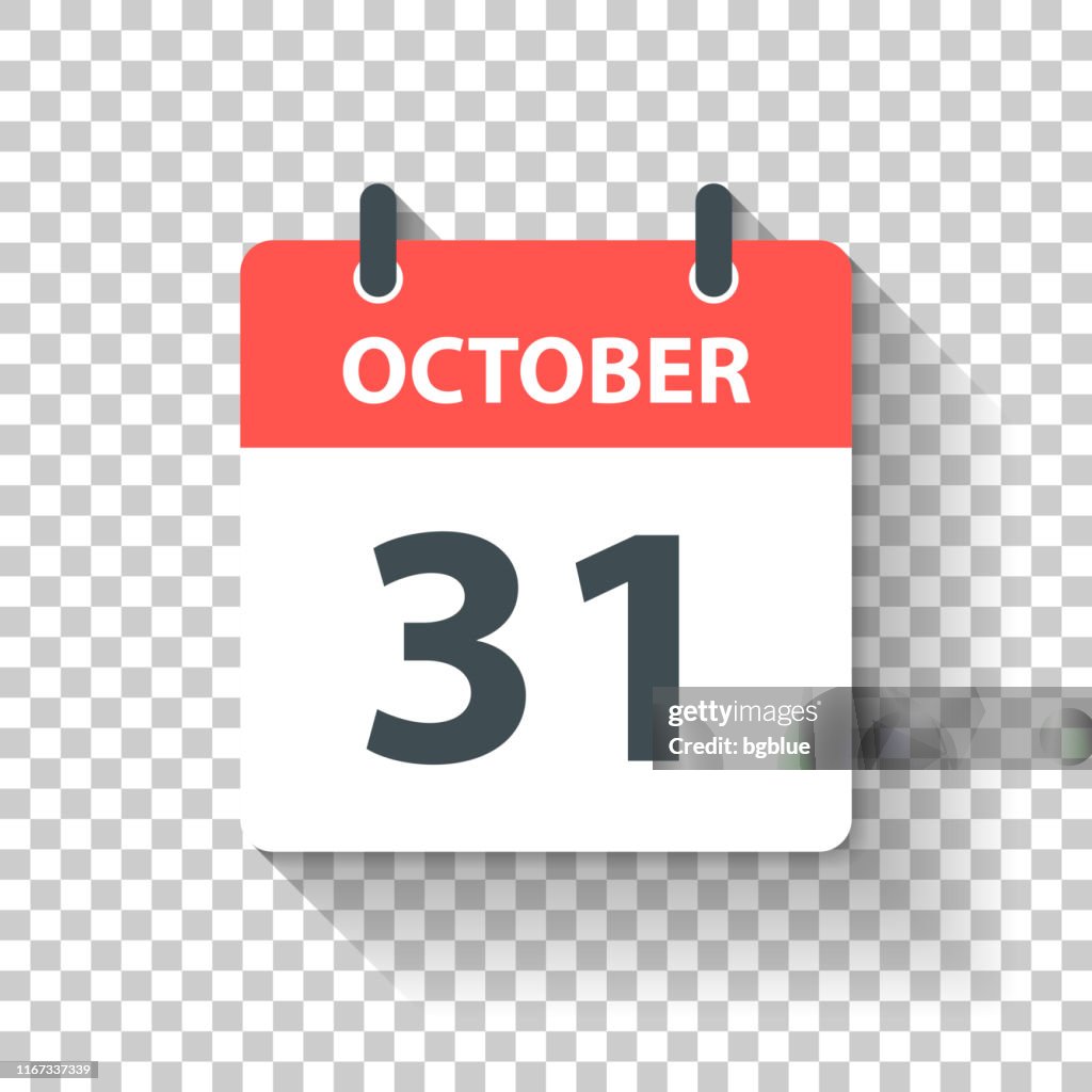 October 31 - Daily Calendar Icon in flat design style