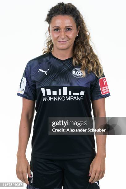 Ramona Petzelberger of Essen poses during the SGS Essen women's team presentation at Essen-Stadion on August 08, 2019 in Essen, Germany.