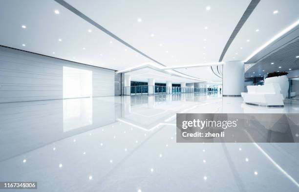 futuristic empty room, 3d rendering - showroom building stock pictures, royalty-free photos & images