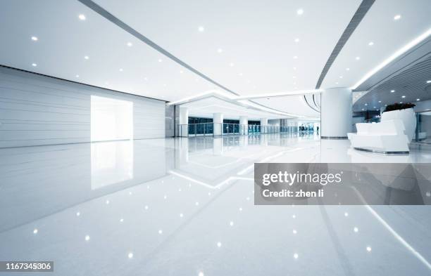 futuristic empty room, 3d rendering - hall building stock pictures, royalty-free photos & images