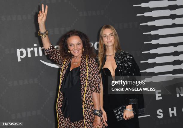 Belgian designer Diane von Furstenberg and her grand daughter Talita von Furstenberg arrive for the Savage X Fenty Show Presented By Amazon Prime...