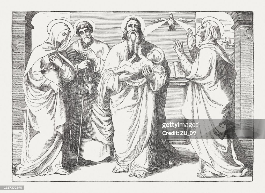 Jesus’ Presentation at the Temple (Luke 2), woodcut, published 1850