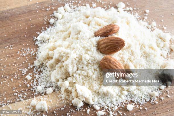 almond flour, superfine grind and blanched - chopping block flour stock pictures, royalty-free photos & images