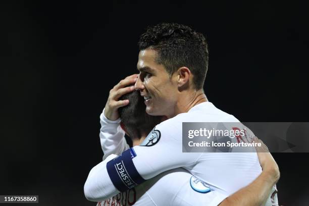 Forward Cristiano Ronaldo of Portugal National and Midfielder Bernardo Silva of Portugal National Team Team during UEFA EURO 2020 Qualifying match...