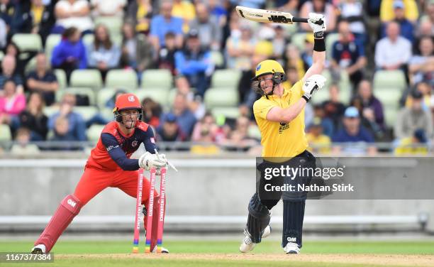 Adam Hose of Birmingham Bears is stumped by Dane Vilas of Lancashire Lightning during the Vitality Blast match between Birmingham Bears and...