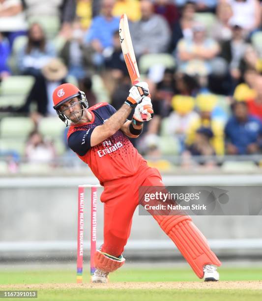 Glenn Maxwell of Lancashire Lightning bats during the Vitality Blast match between Birmingham Bears and Lancashire Lightning at Edgbaston on August...